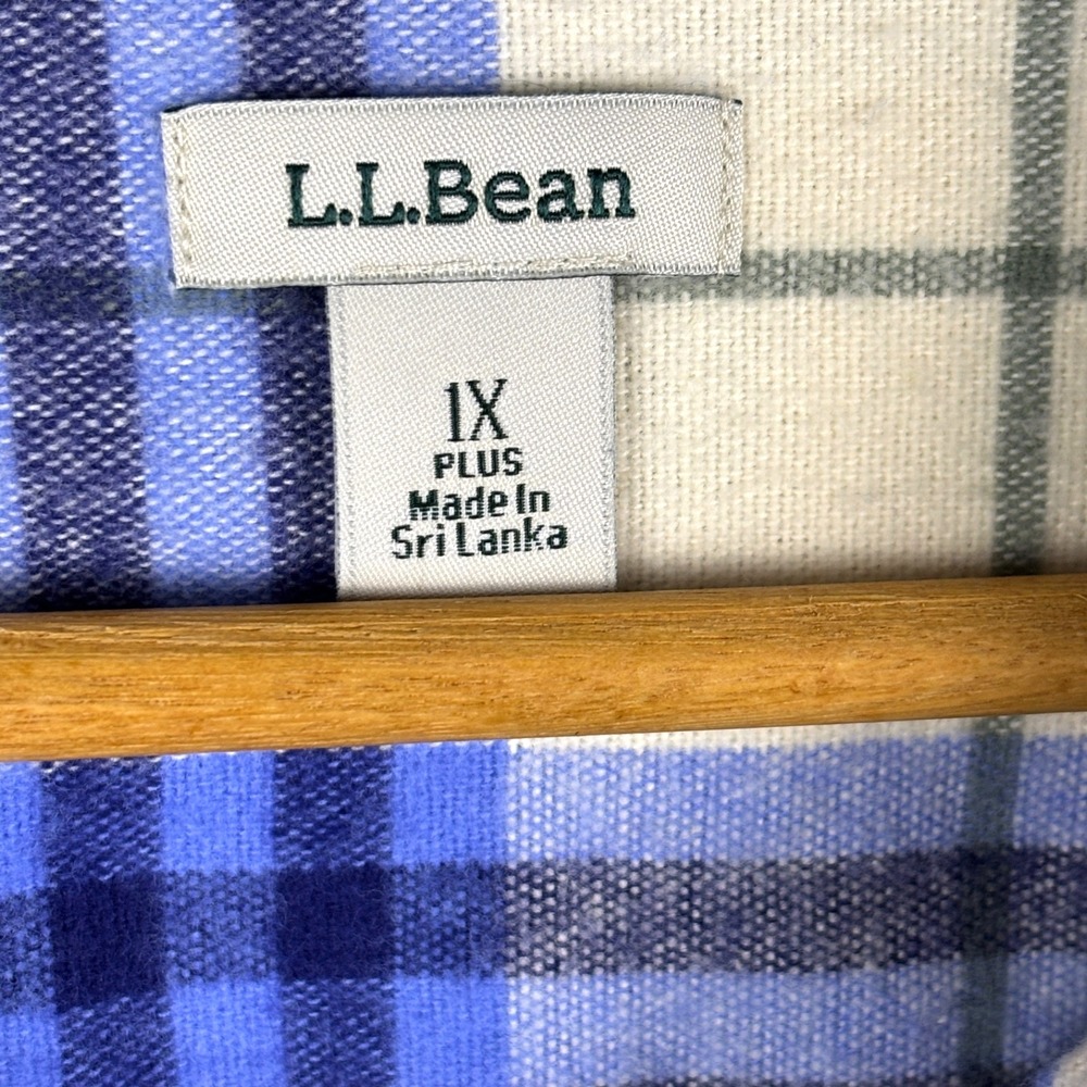 L L Bean 1912 Overshirt Women Heavy Plaid Long Sleeve Flannel‎ Shirt Sz 1X Blue - Picture 4 of 11